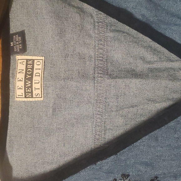 Vintage Leena New York Studio Ble Denim Black Roses Vest M - Picture 3 of 4